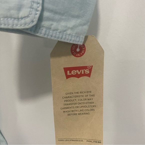 Girl’s Button Up Long Sleeve Dress Distressed Denim Look - Levi’s Blue Size L - Picture 5 of 8